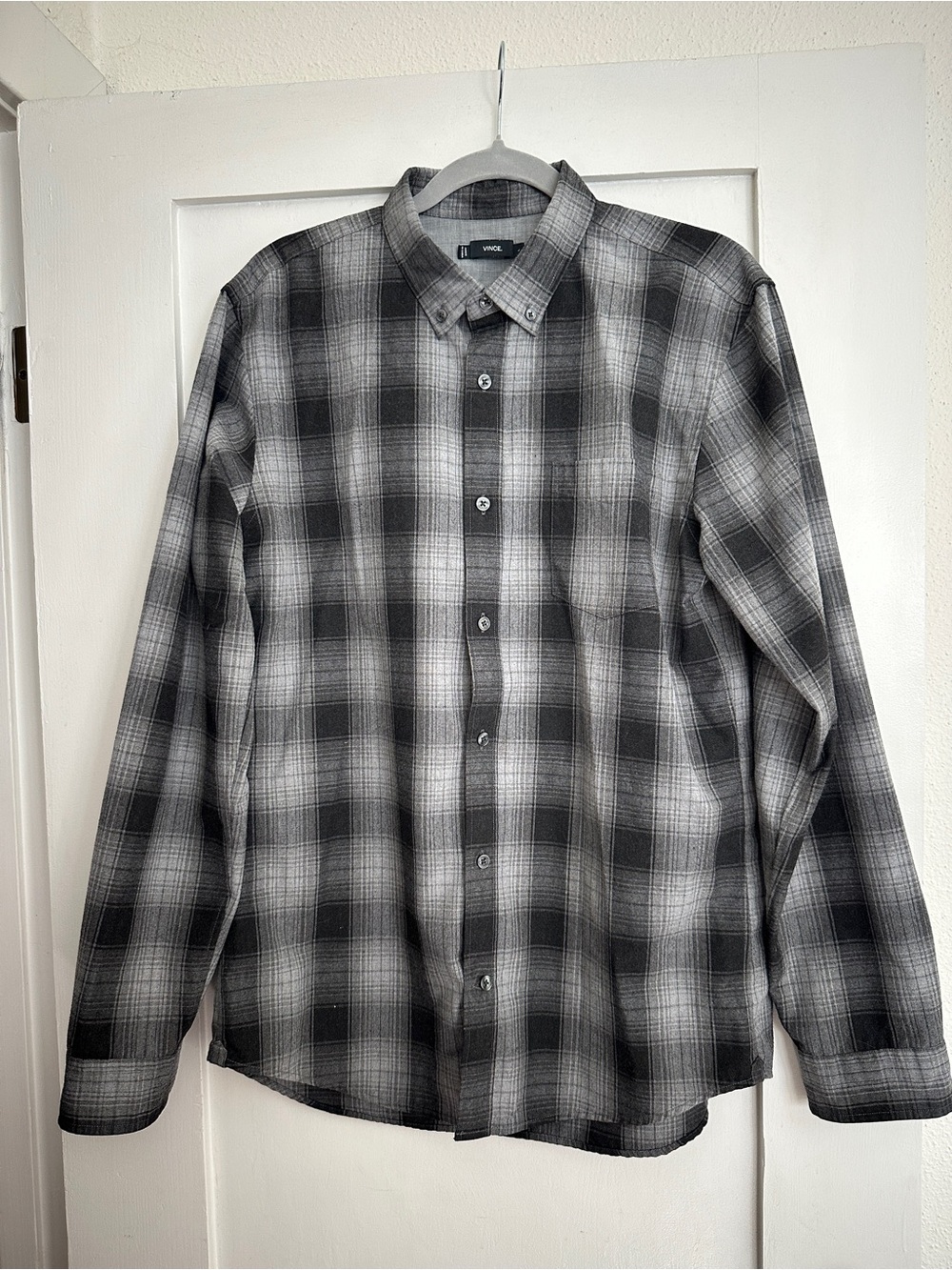 Vince Black & Gray Plaid Long-Sleeve Button-Down Shirt